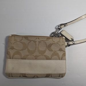 Coach Signature Beige/Tan Wristlet Clutch